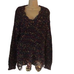 Woman’s fall cozy multi colored graffiti shag runway sweater